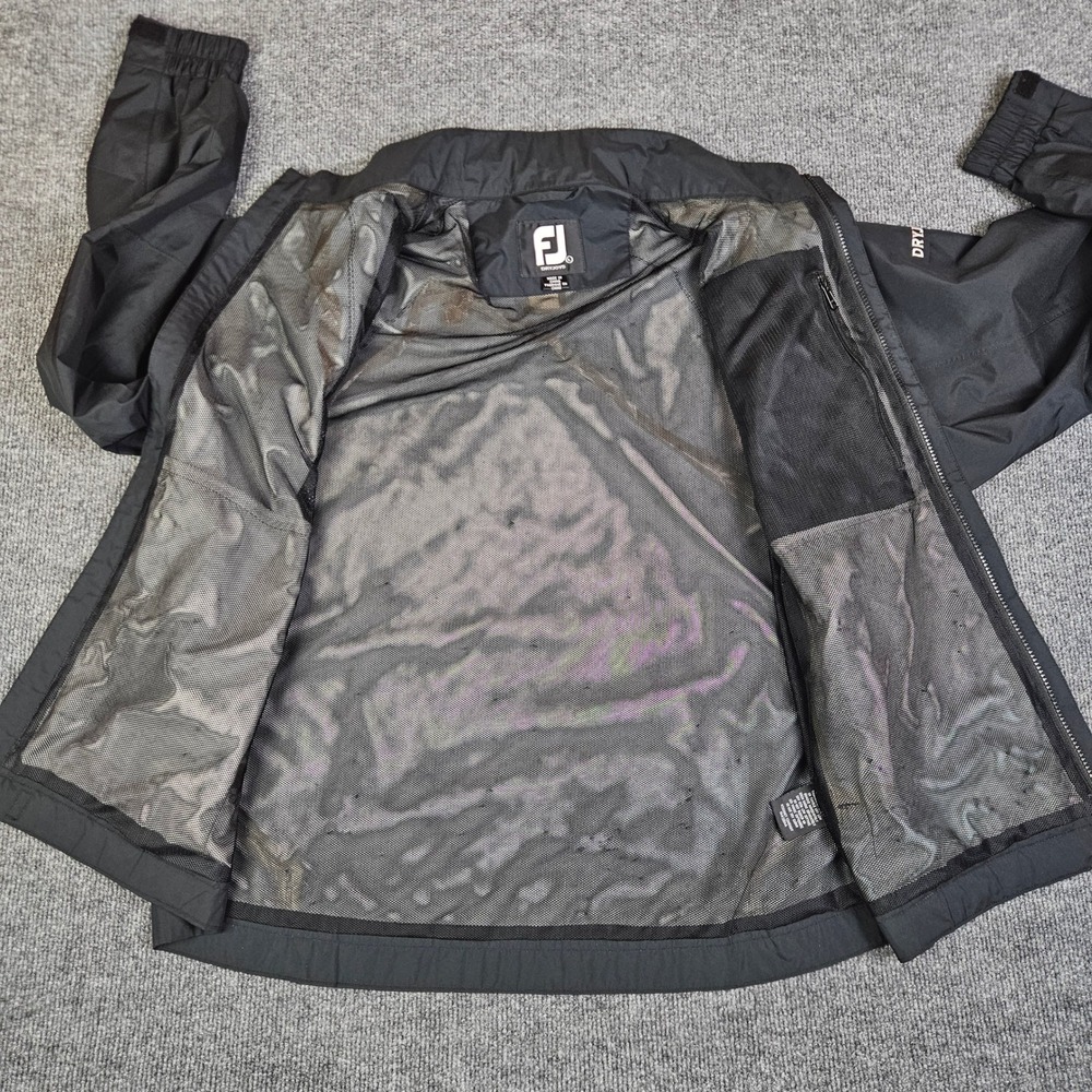 FootJoy DryJoys Golf Windbreaker Jacket Men's L Lightweight Full Zip Black Lined - Picture 6 of 7